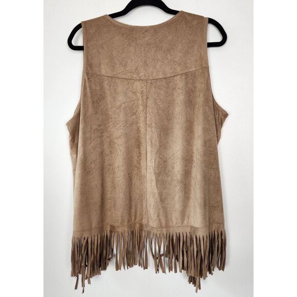 Naif Women's Faux Suede Western Style Open Front Fringe Vest, Large, Cowgirl - Picture 8 of 11